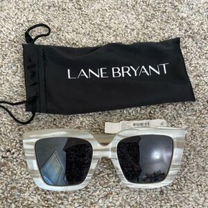 Lane Bryant Striped Sunglasses - White and Gray